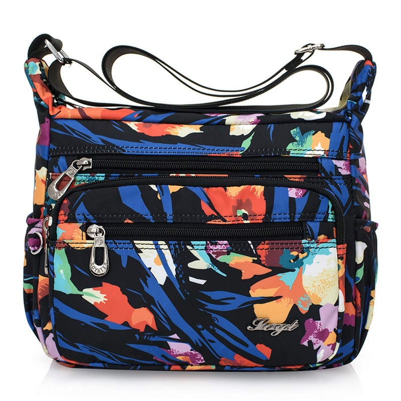 Nawoshow Nylon Floral Multi-Pocket Crossbody Purse Bags for Women Travel Shoulder Bag (Colorful) - Image 1